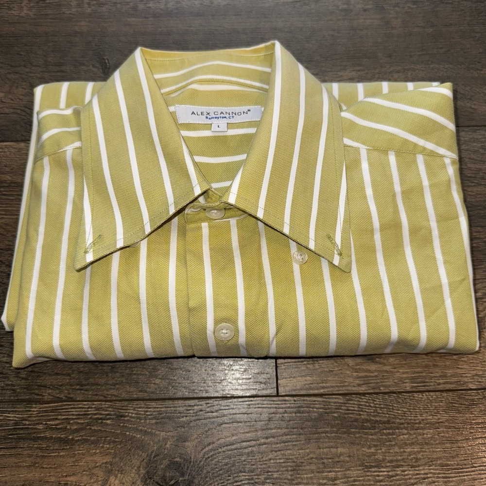Lot Of 2 Alex Cannon Mens L Long Sleeves Button Up Striped Plaid Shirts Colorful - Picture 3 of 16